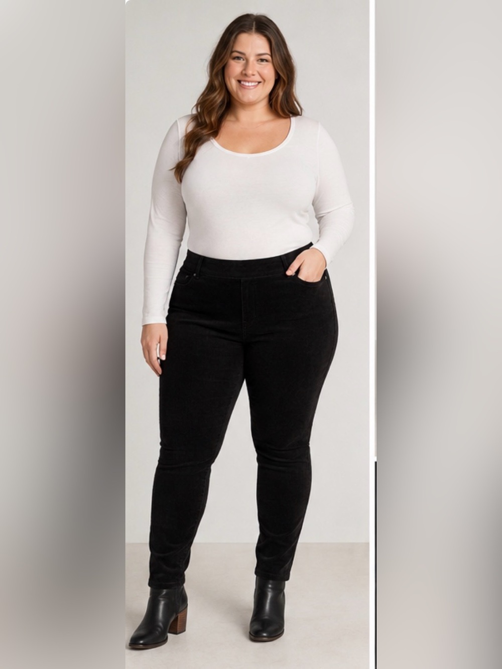 NWT JAG Jeans Marla Black Corduroy Pull-On Skinny Pants Leggings 1X